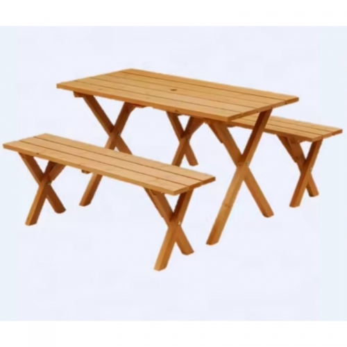 Садовый комплект стол и лавочки из натурального дерева 120*59*68