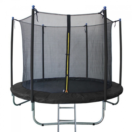 Батут Trampoline с лестницей и внутренней сеткой 244 см черный